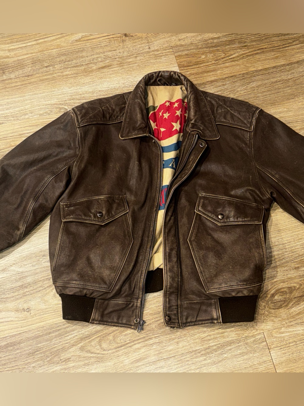 Mirage Vintage Leather Bomber Jacket large